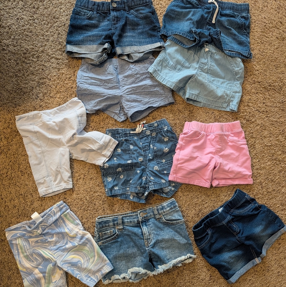 Girls Mixed Shorts Bundle - Denim, Pink, Floral